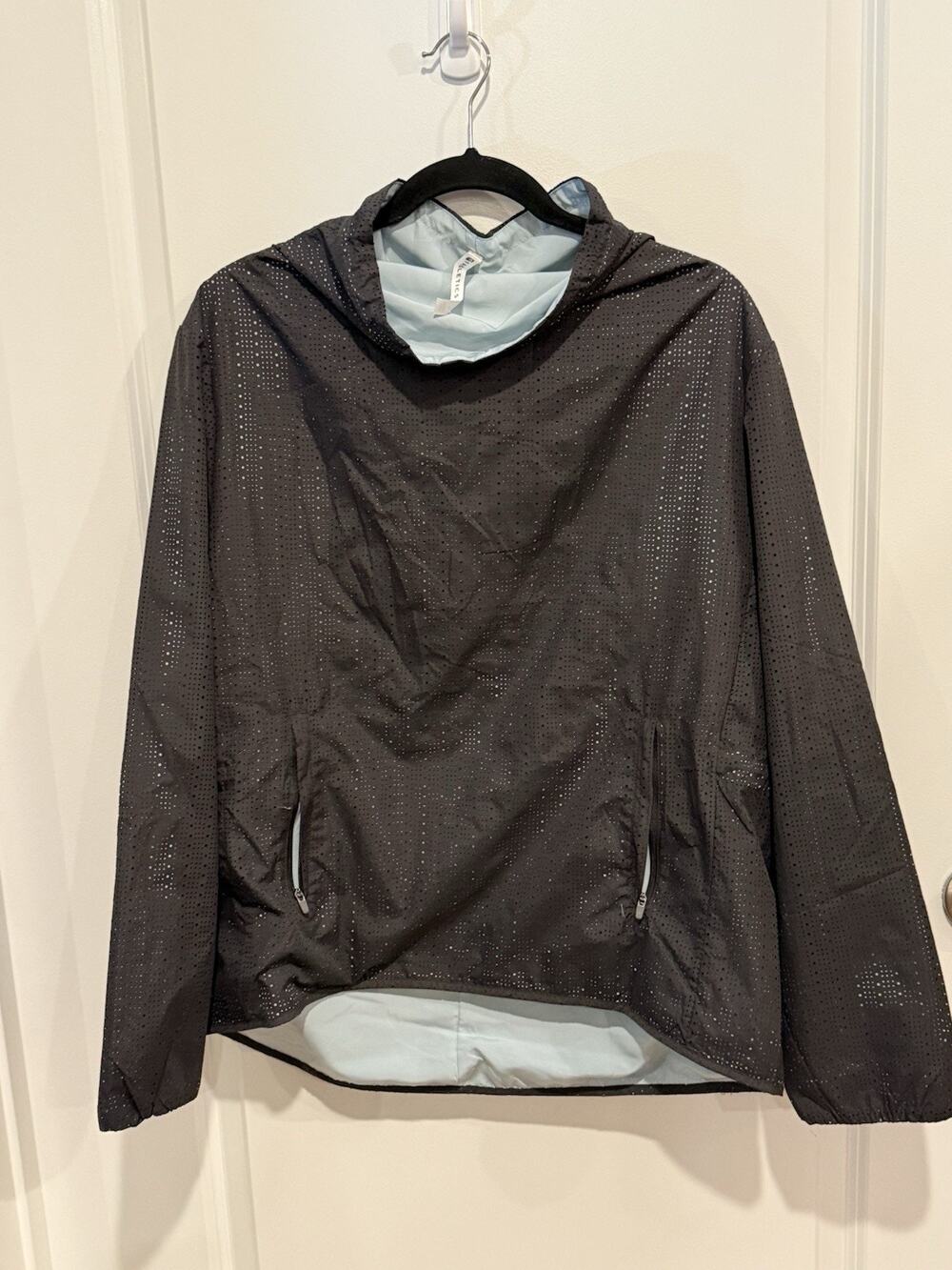 Fabletics Women's Liora Perforated Adjustable Gray/Aqua Pullover Jacket Size L